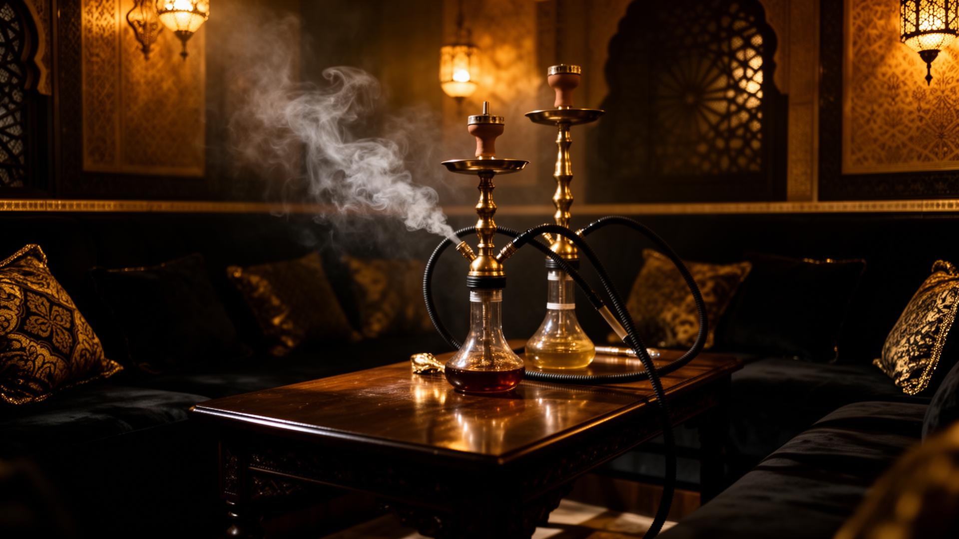 Link Up Lounge interior with shisha and warm lantern lighting
